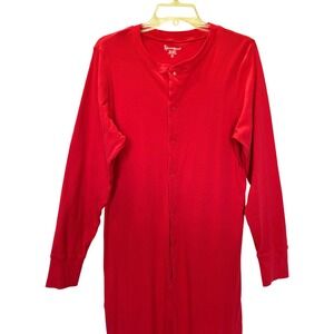 Pajamagram Union Suit Mens M Red One Piece Footed Pajamas Dropseat Loungewear